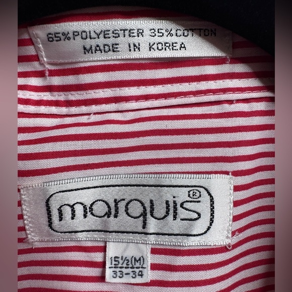 🆕Marquis Red White Stripe Vintage Mens Golf Oxford Button Down Collared Shirt - Picture 5 of 10